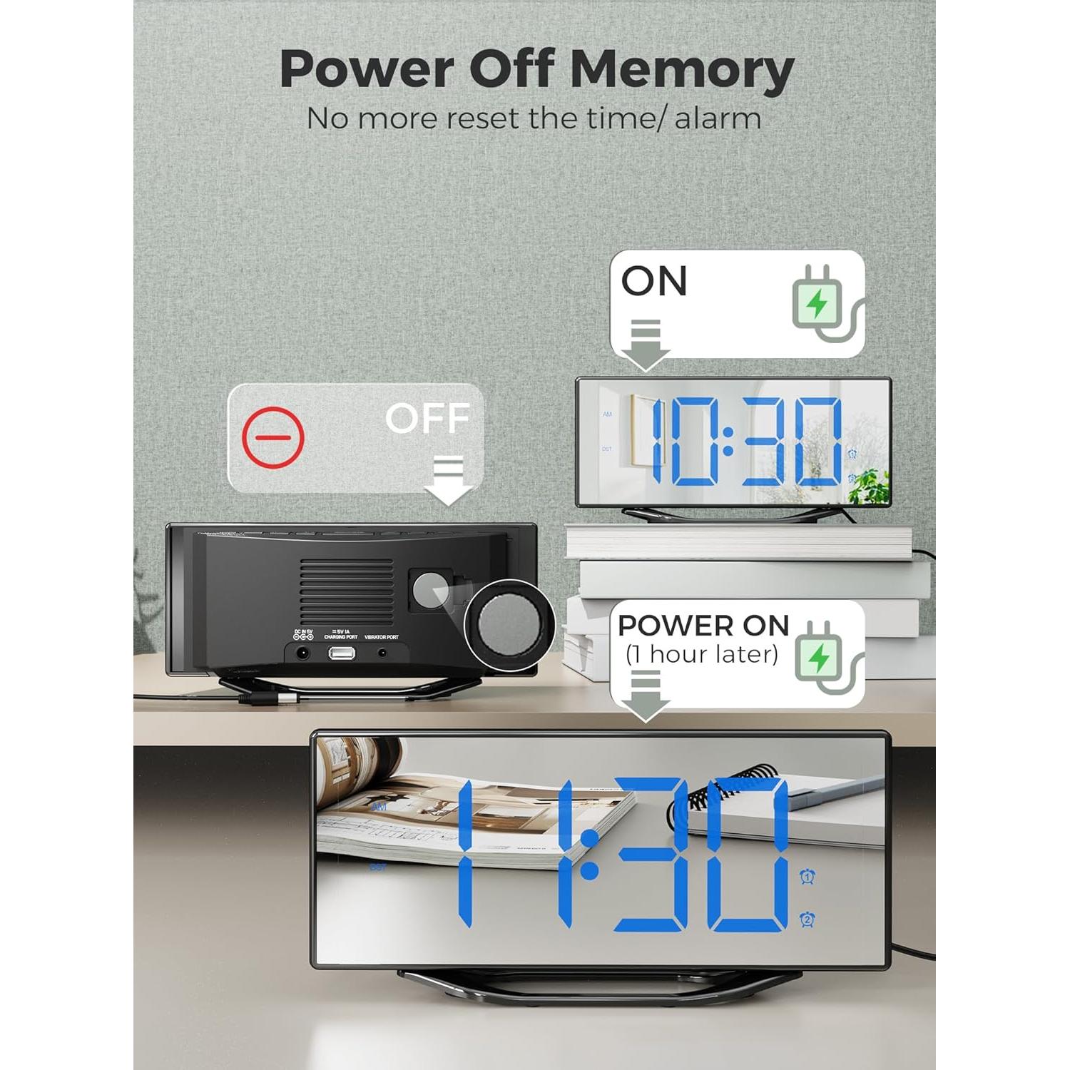 Reloj Despertador Vibrante PPLEE con Pantalla LED 8.7"