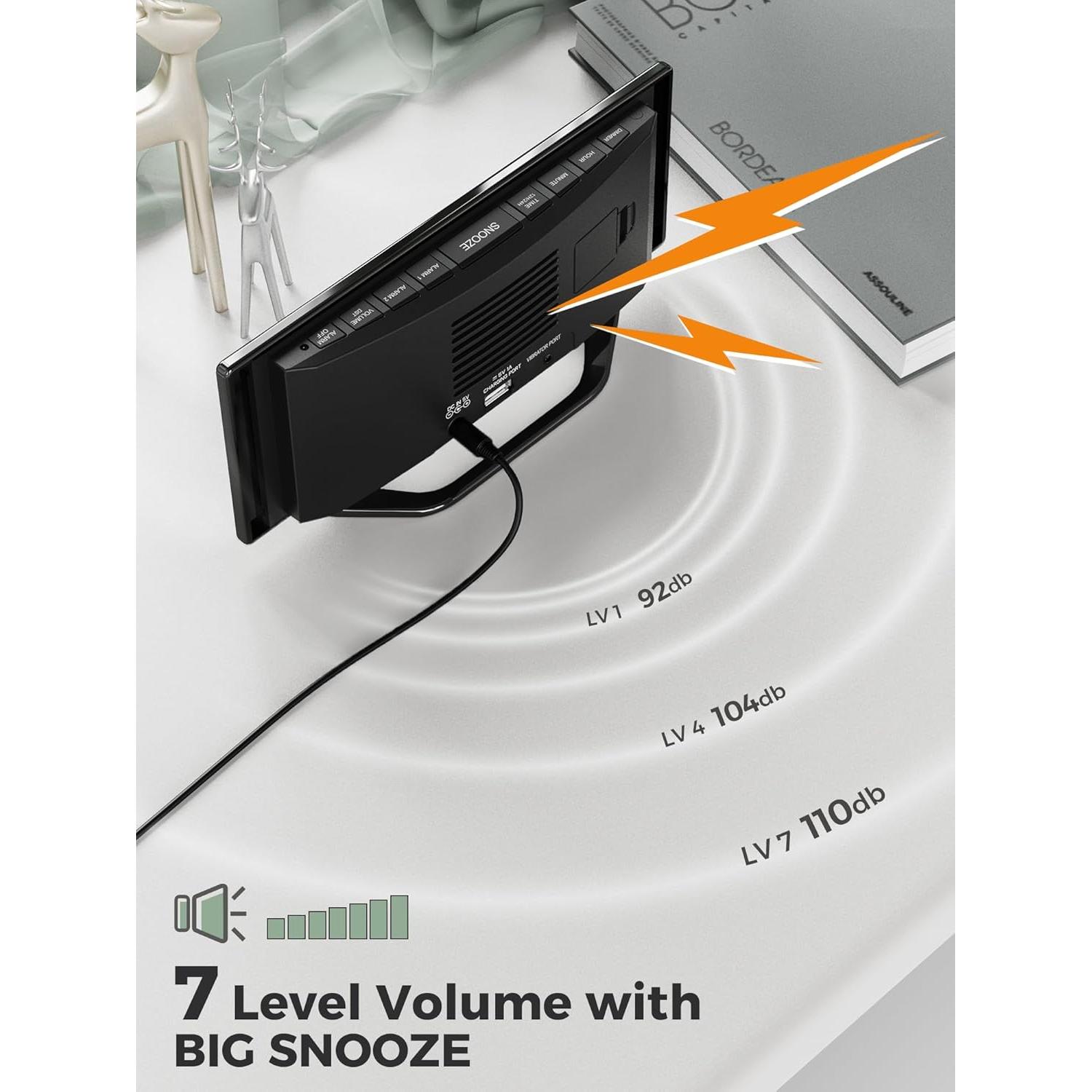 Reloj Despertador Vibrante PPLEE con Pantalla LED 8.7"