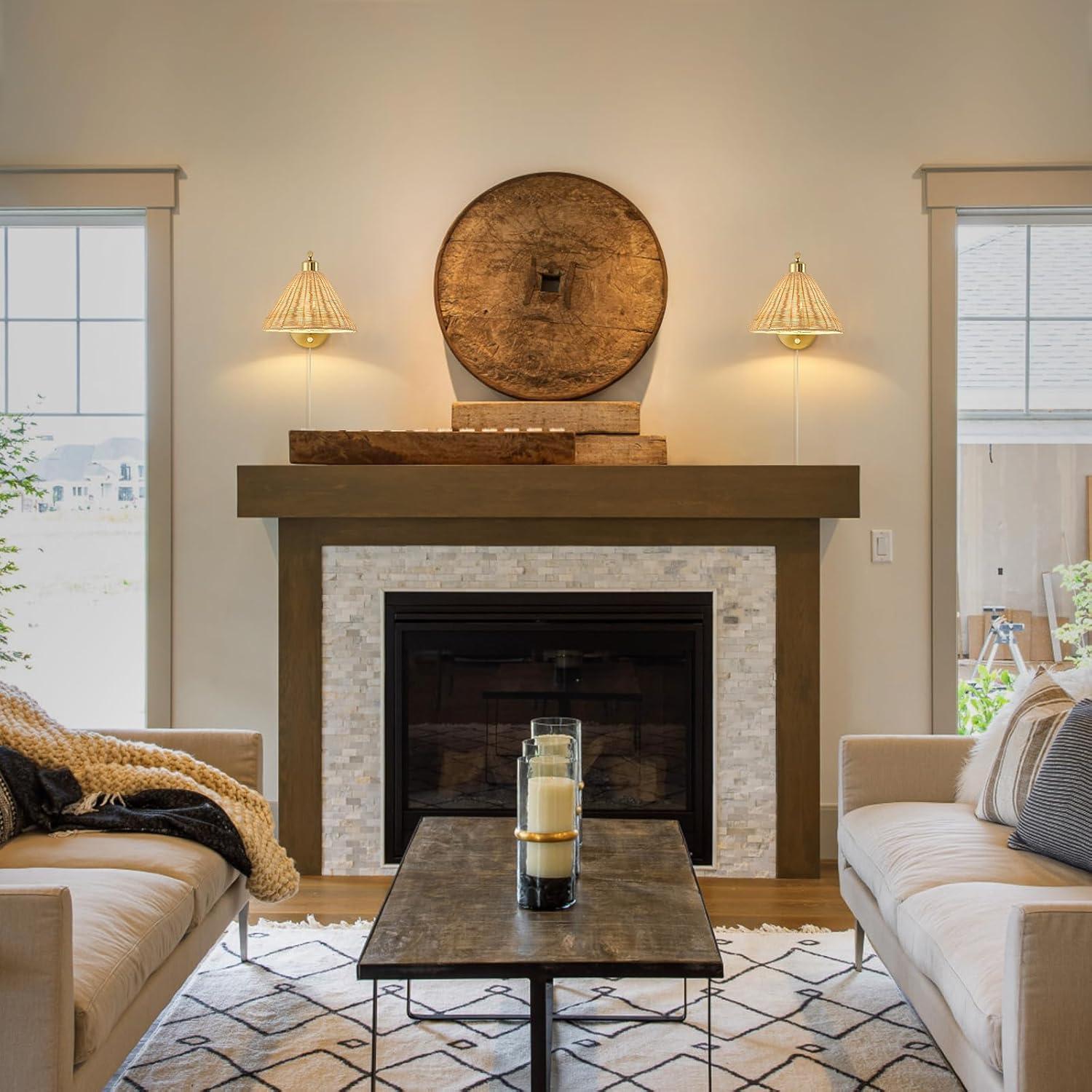 Aplique de Pared Weaboopre Dorado Tejido a Mano 2 Lámparas