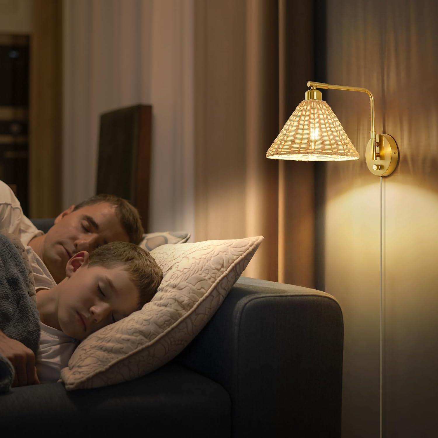 Aplique de Pared Weaboopre Dorado Tejido a Mano 2 Lámparas