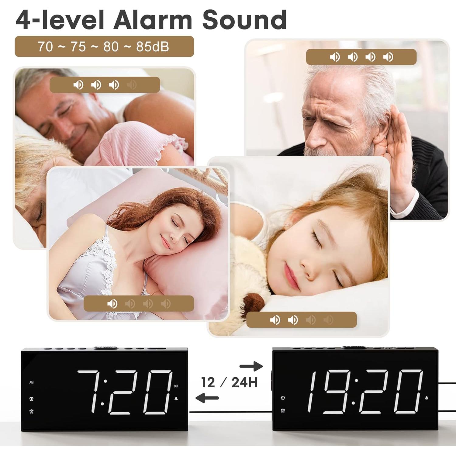 Reloj Despertador Digital Eoxsmile 7.5" LED con Cargador USB