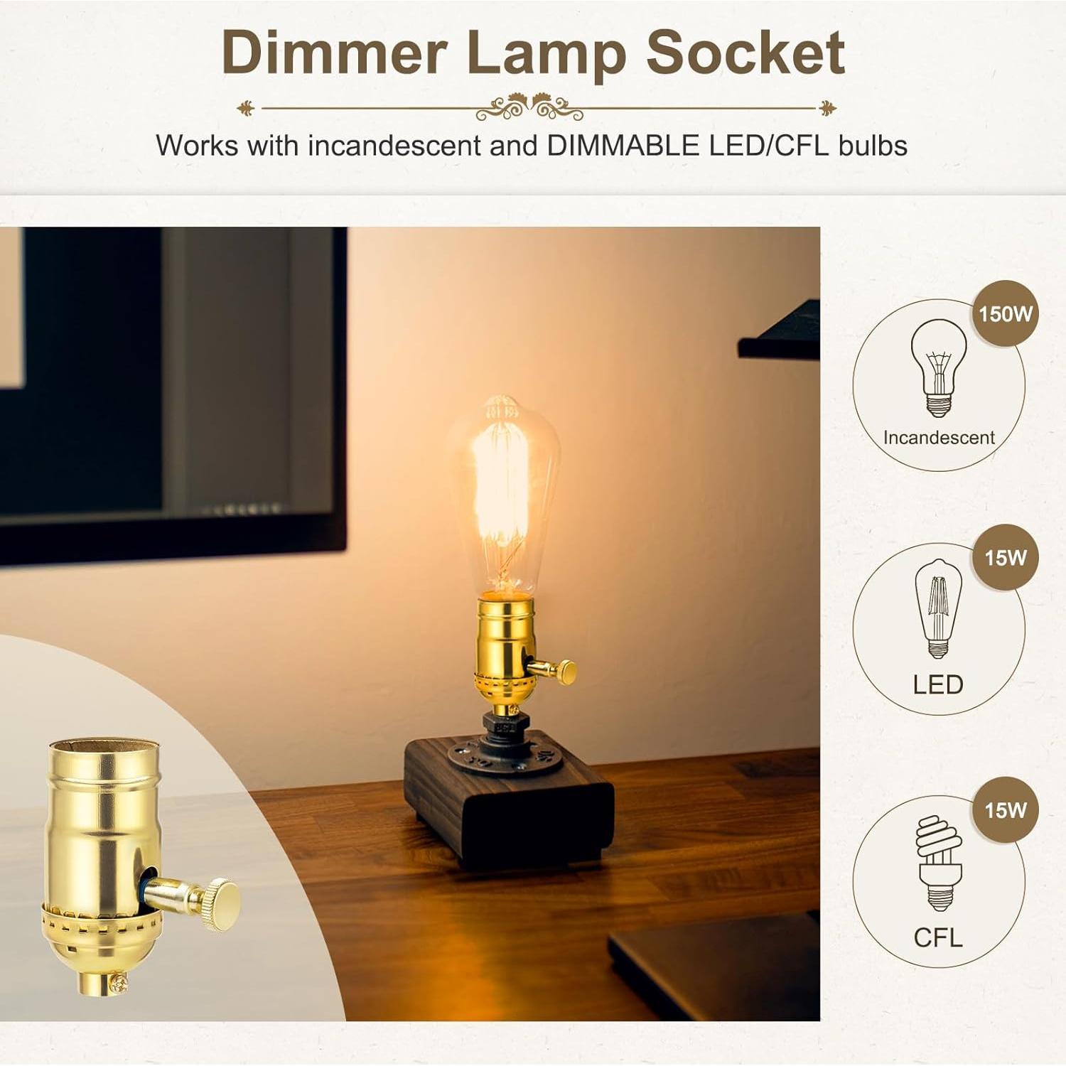 Portalámparas Regulable DiCUNO E26 Vintage Dorado 150W