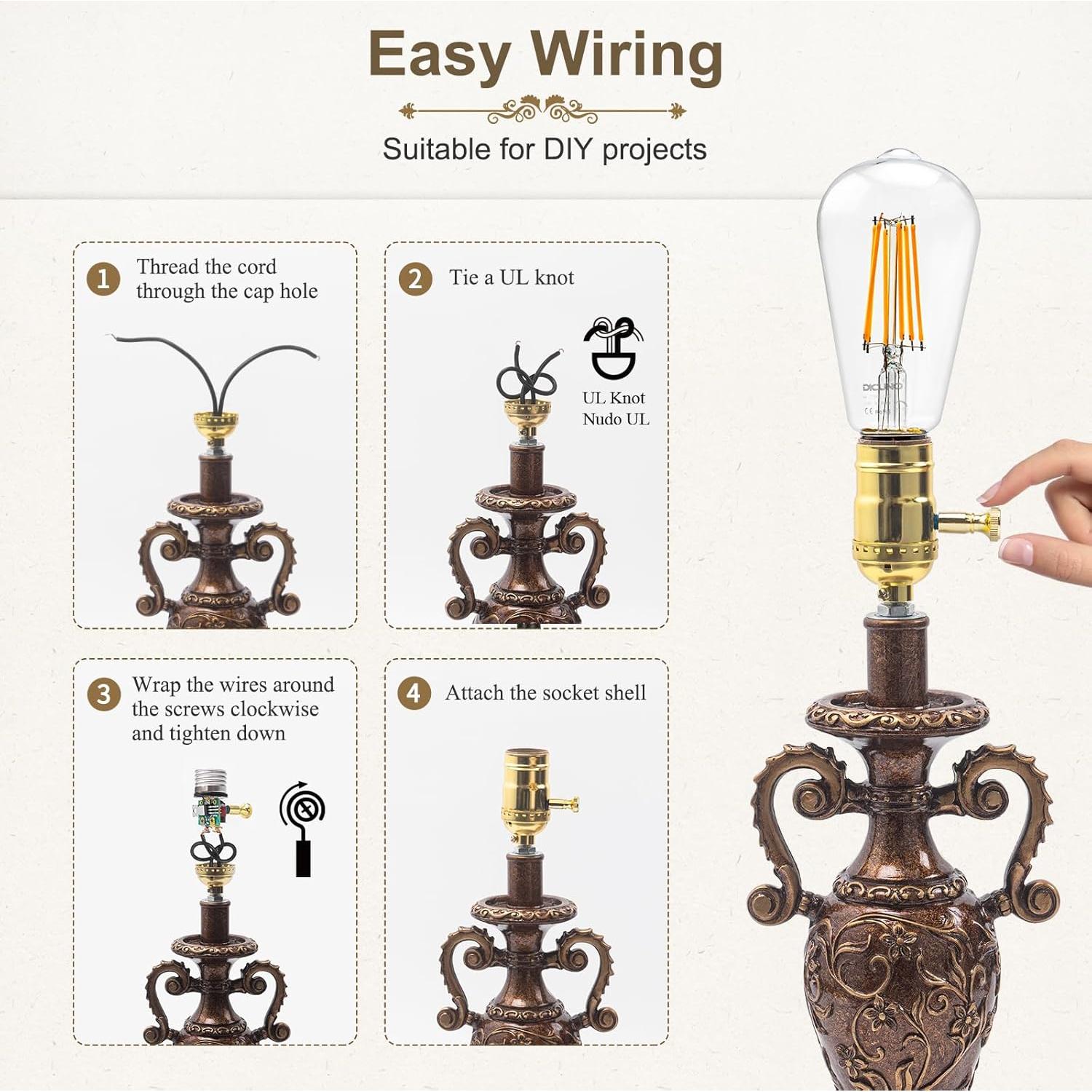 Portalámparas Regulable DiCUNO E26 Vintage Dorado 150W