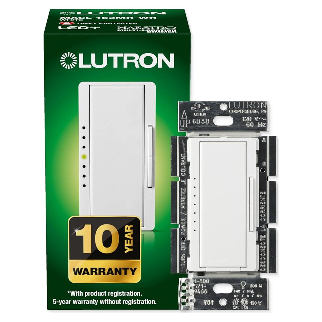 Interruptor Regulador Lutron Maestro LED+ 150W Blanco