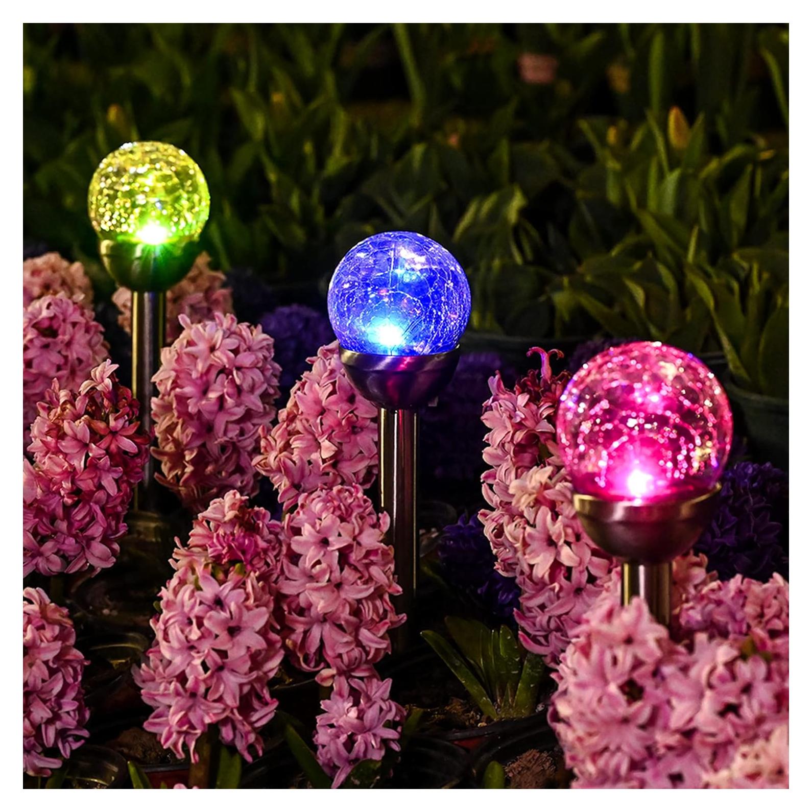 Luces Solares de Jardín GIGALUMI, 3 Paquetes LED Cambiando Color