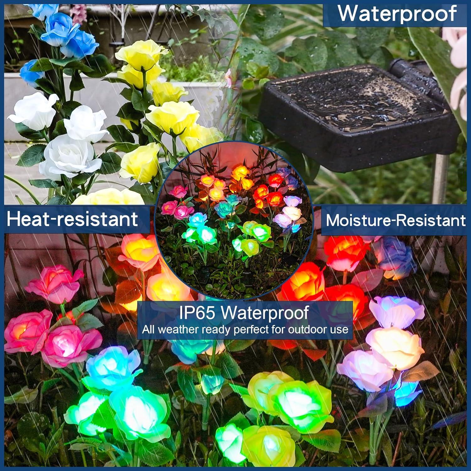 Luces de Jardín Solares TONULAX - Rosa Cambiante 7 Colores (2 Paquetes)
