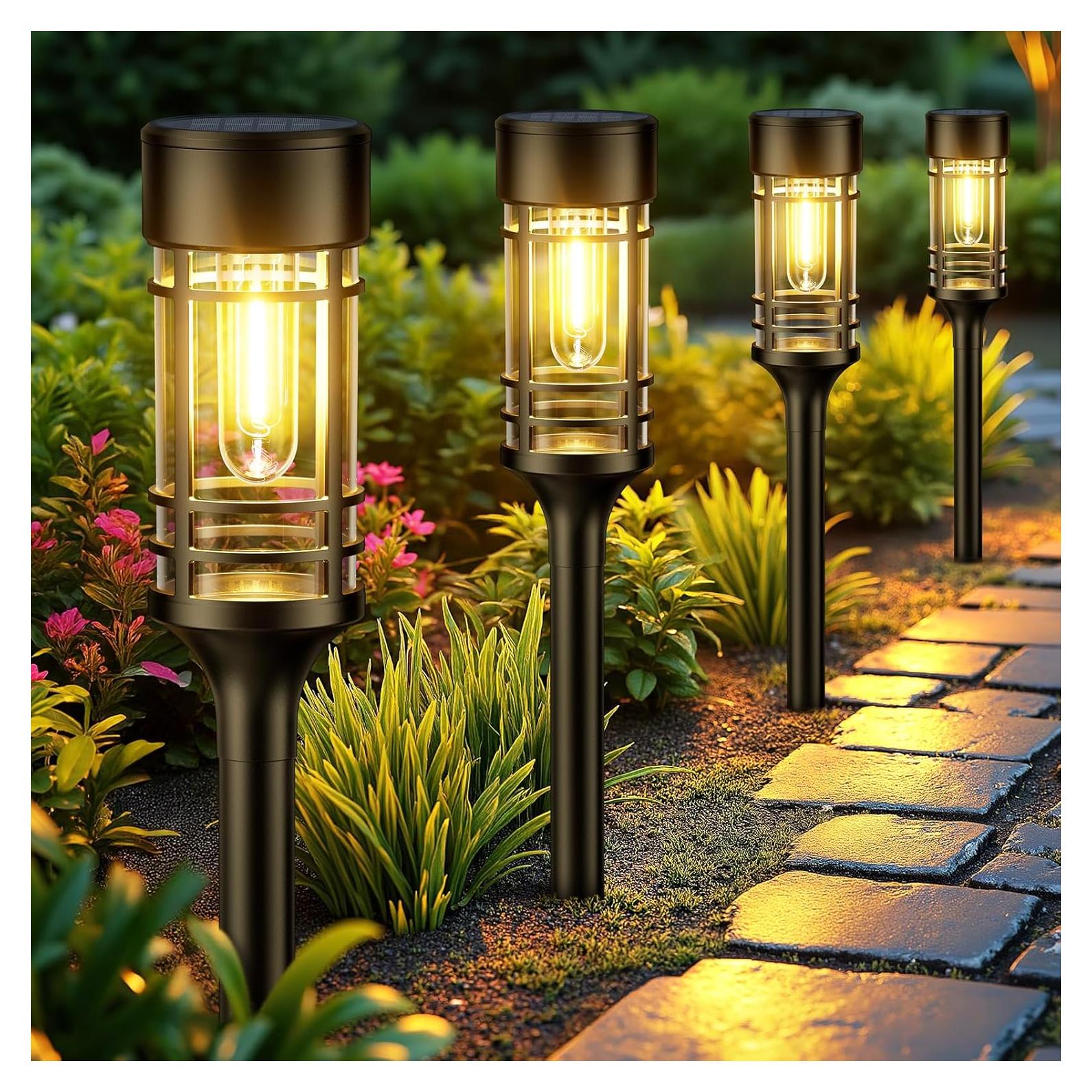 Luces Solares para Jardín LETMY - Paquete de 12, IP65, 3000K