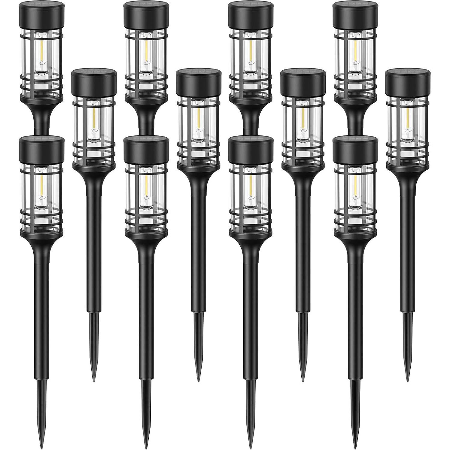 Luces Solares para Jardín LETMY - Paquete de 12, IP65, 3000K