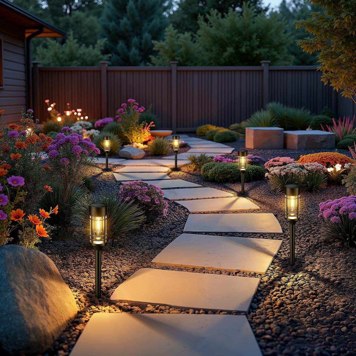 Luces Solares para Jardín LETMY - Paquete de 12, IP65, 3000K