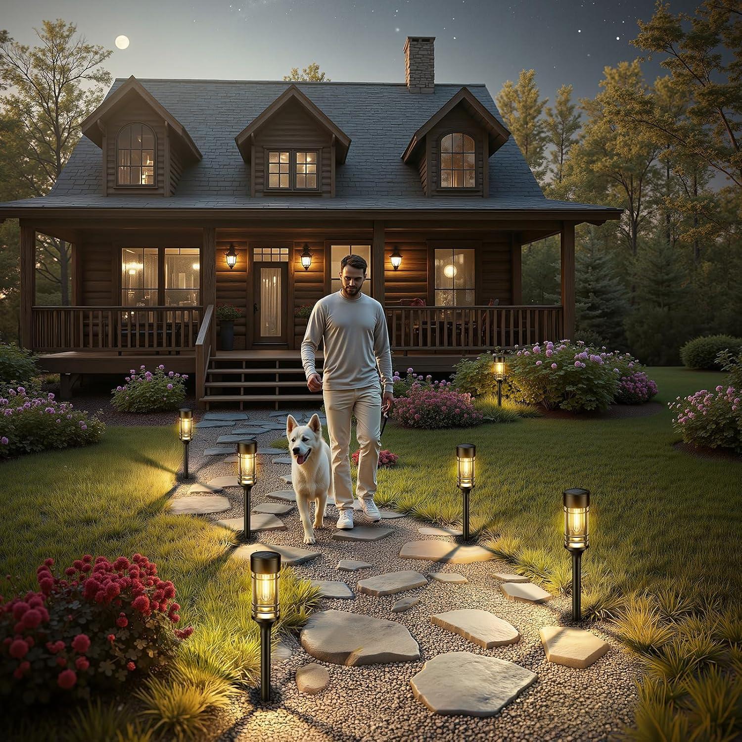 Luces Solares para Jardín LETMY - Paquete de 12, IP65, 3000K