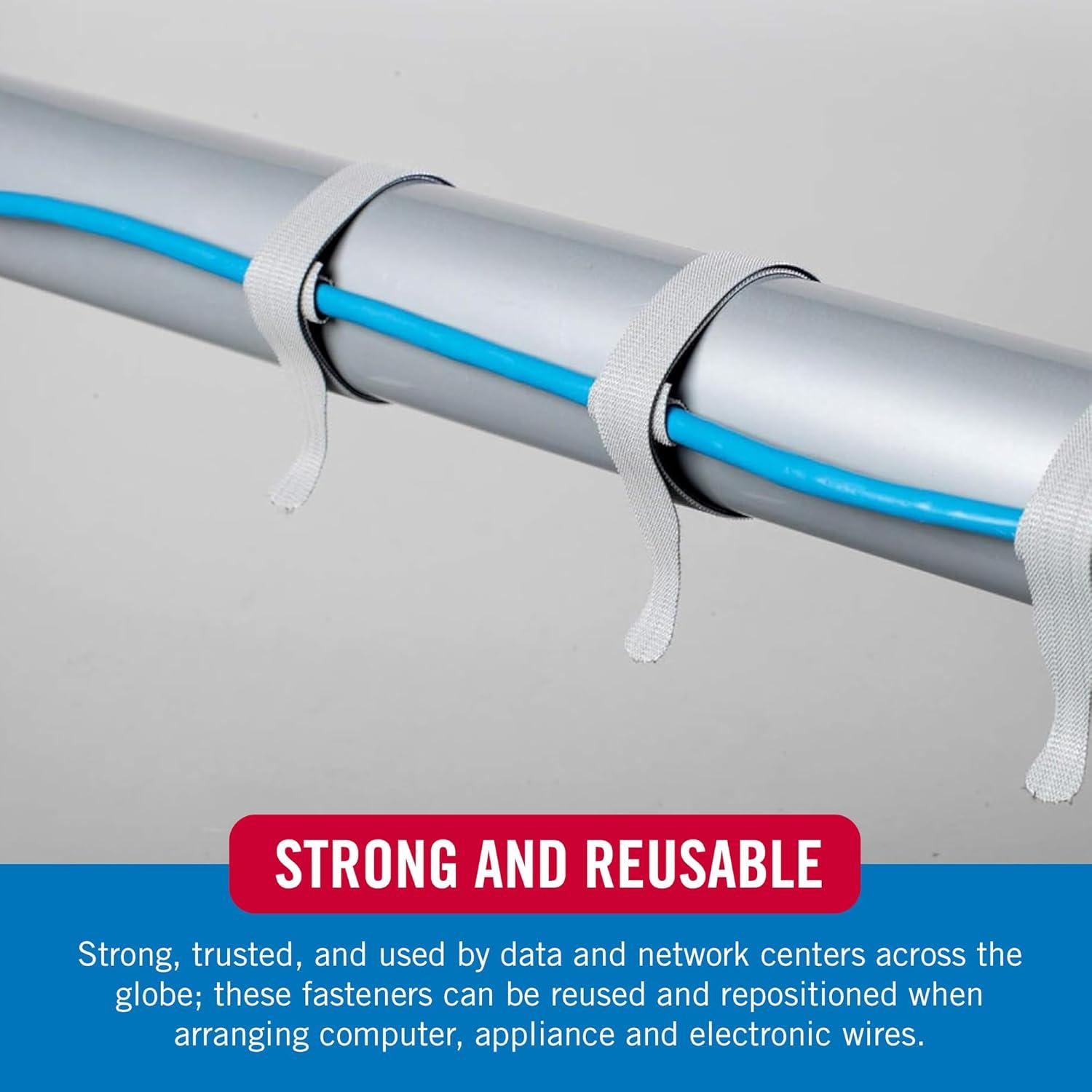 Bridas Reutilizables VELCRO 150pk 20,32x1,27cm Negro y Gris