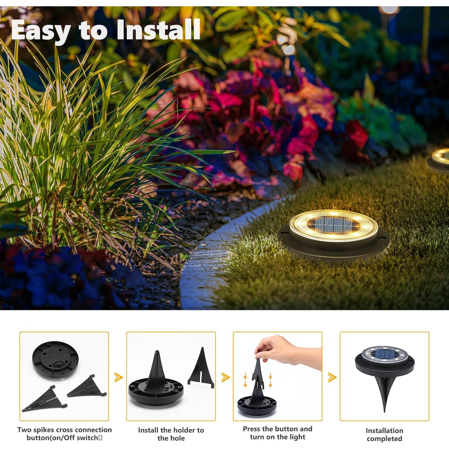 Luces Solares de Suelo Flacchi - Paquete de 12, Impermeables