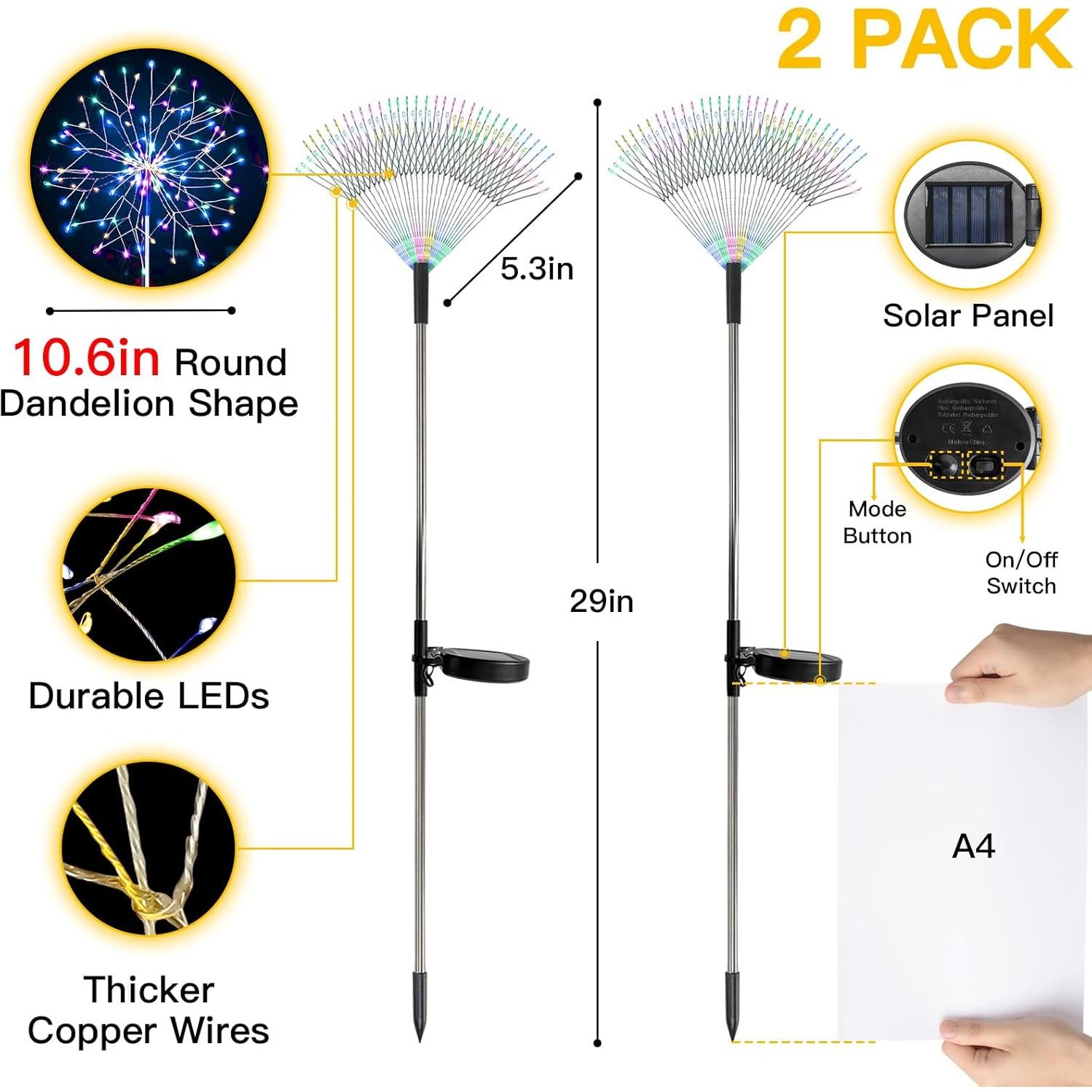 Luces de Jardín Solares Suddus 2Pack 150LED Multicolor