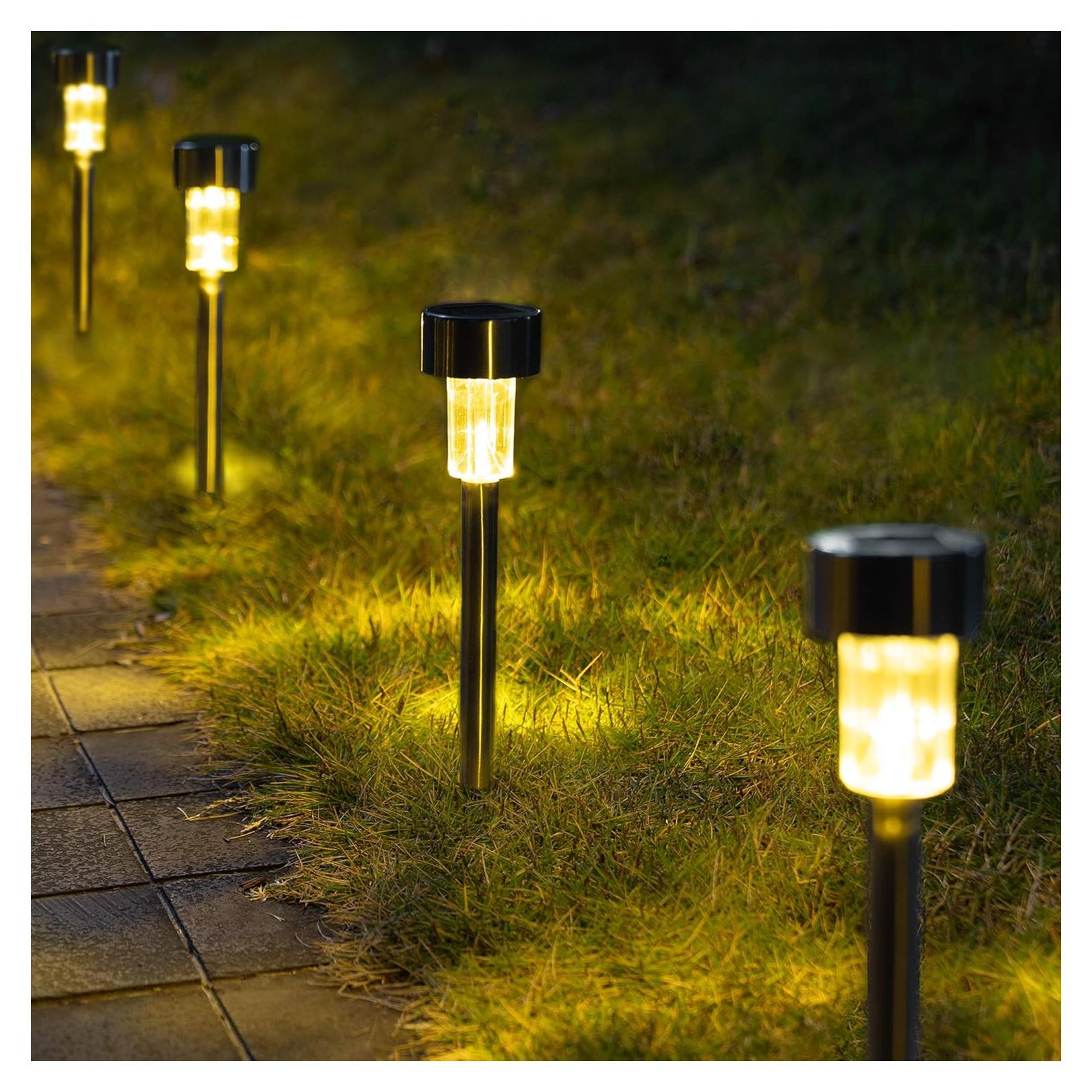 Luces Solares de Camino GIGALUMI Paquete de 12 IP44 Acero Inoxidable