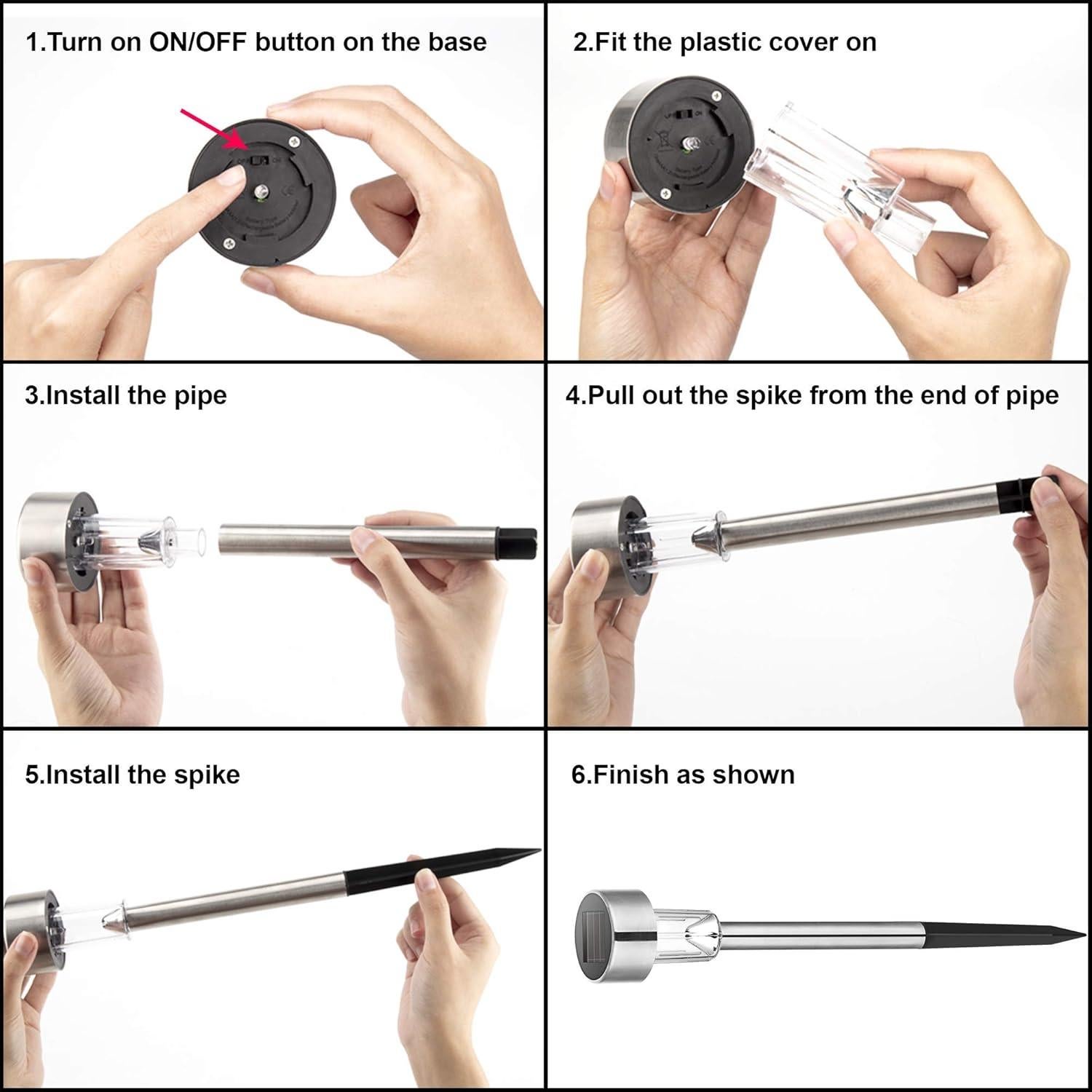 Luces Solares de Camino GIGALUMI Paquete de 12 IP44 Acero Inoxidable