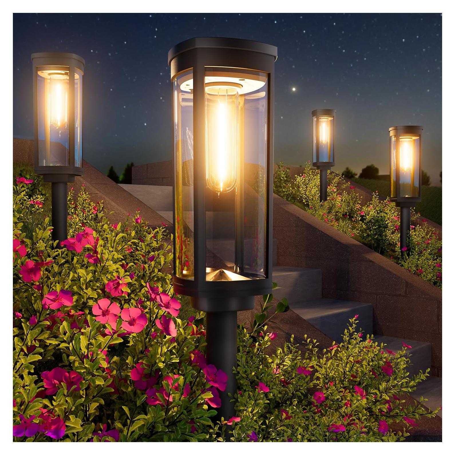 Luces Solares de Sendero BITPOTT - Paquete de 6, IP65, 63cm