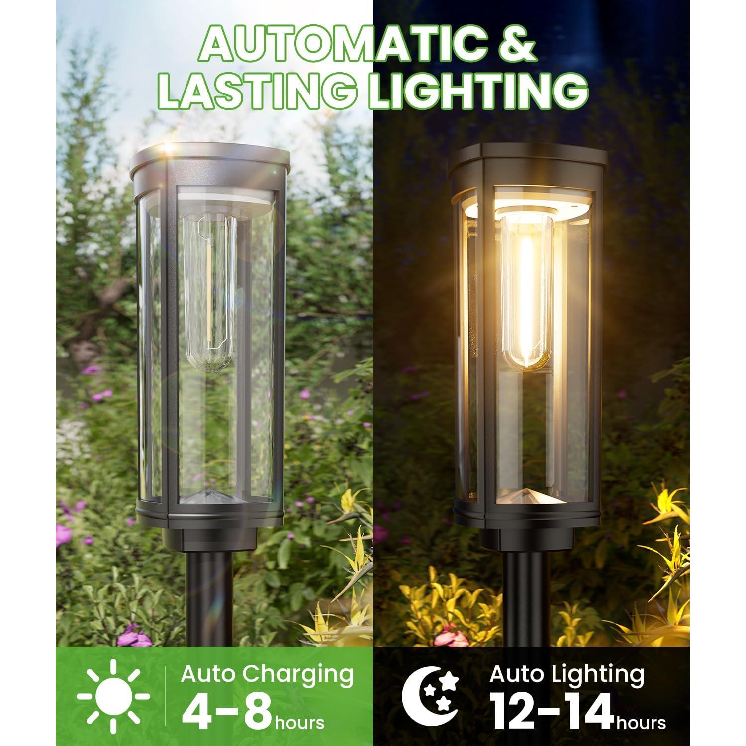 Luces Solares de Sendero BITPOTT - Paquete de 6, IP65, 63cm