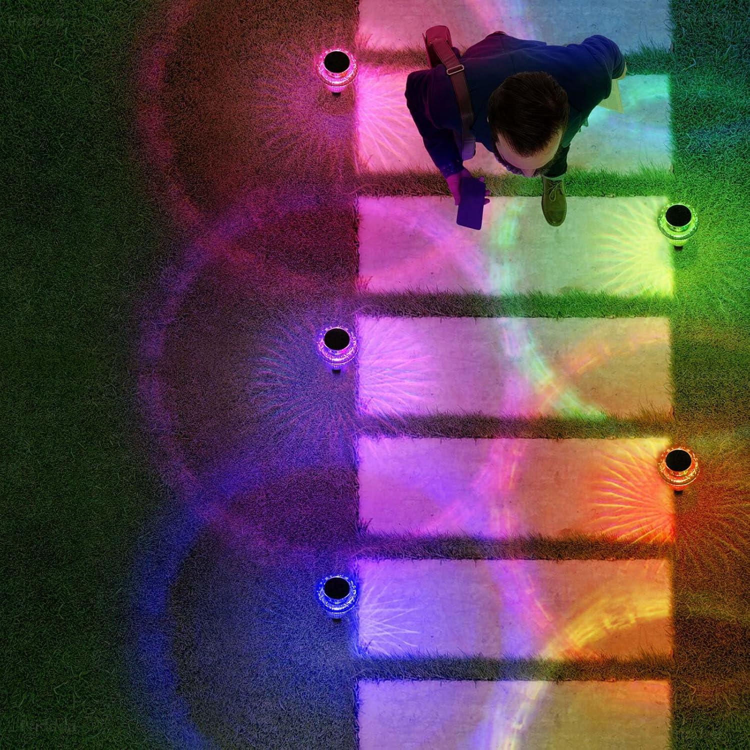 Luces Solares LED Priddop Paquete de 8 Hongo Multicolor