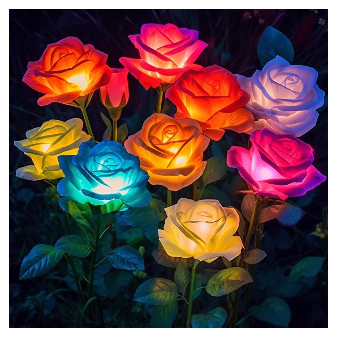 Luces Solares Decorativas BOMIER - Paquete de 4 Flores IP65