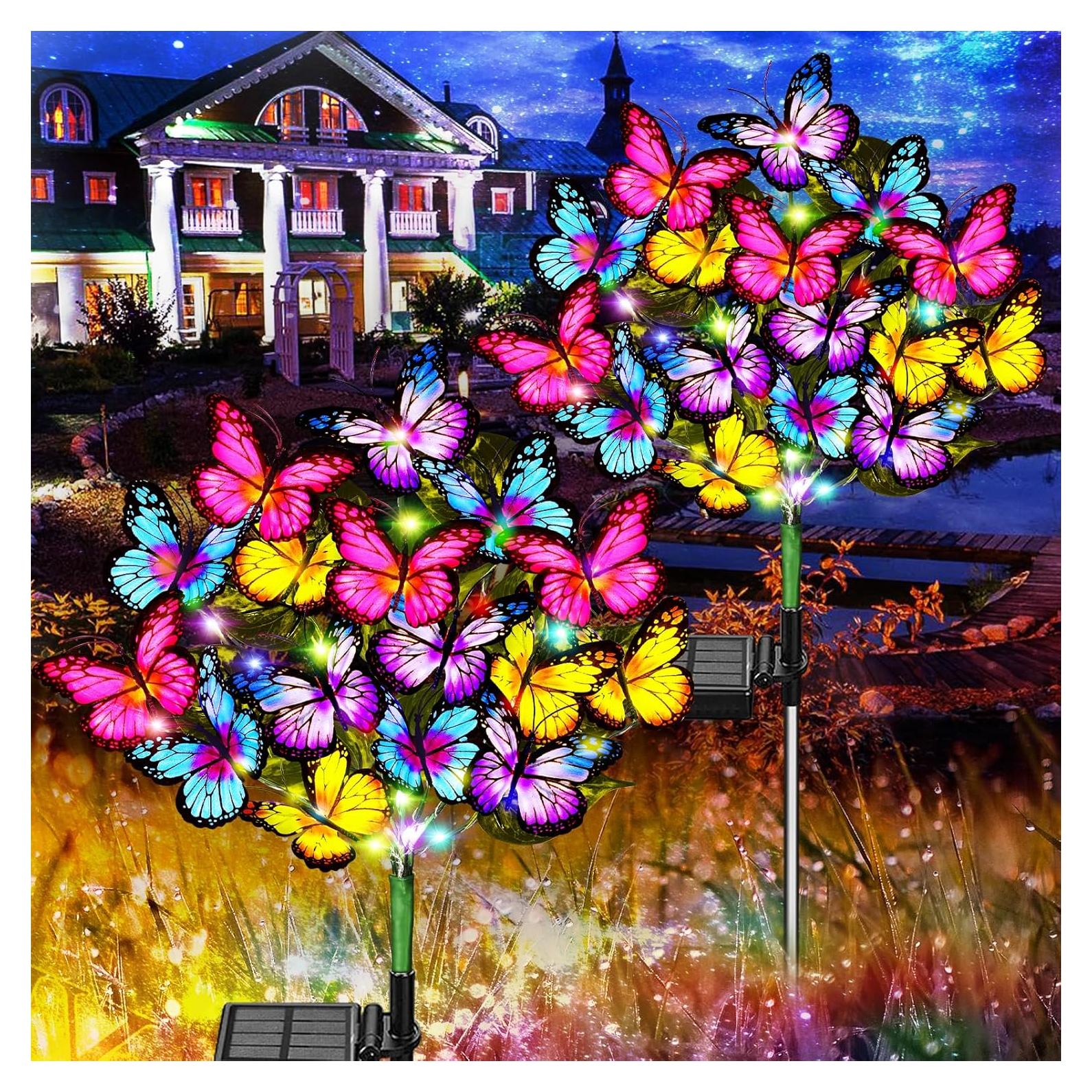 Luces Solares de Jardín WEITEXS 2 Paquete 72 LED Mariposas