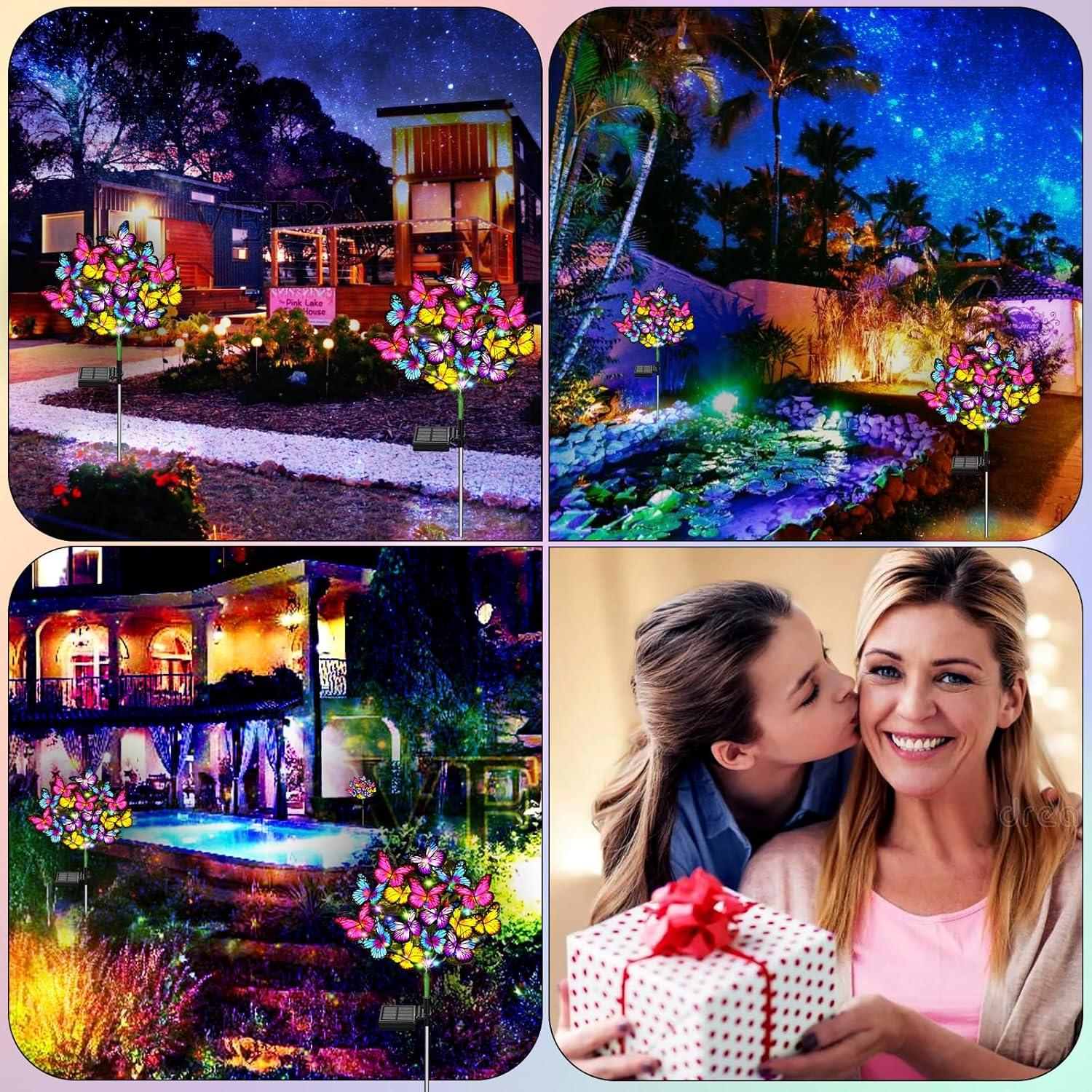 Luces Solares de Jardín WEITEXS 2 Paquete 72 LED Mariposas