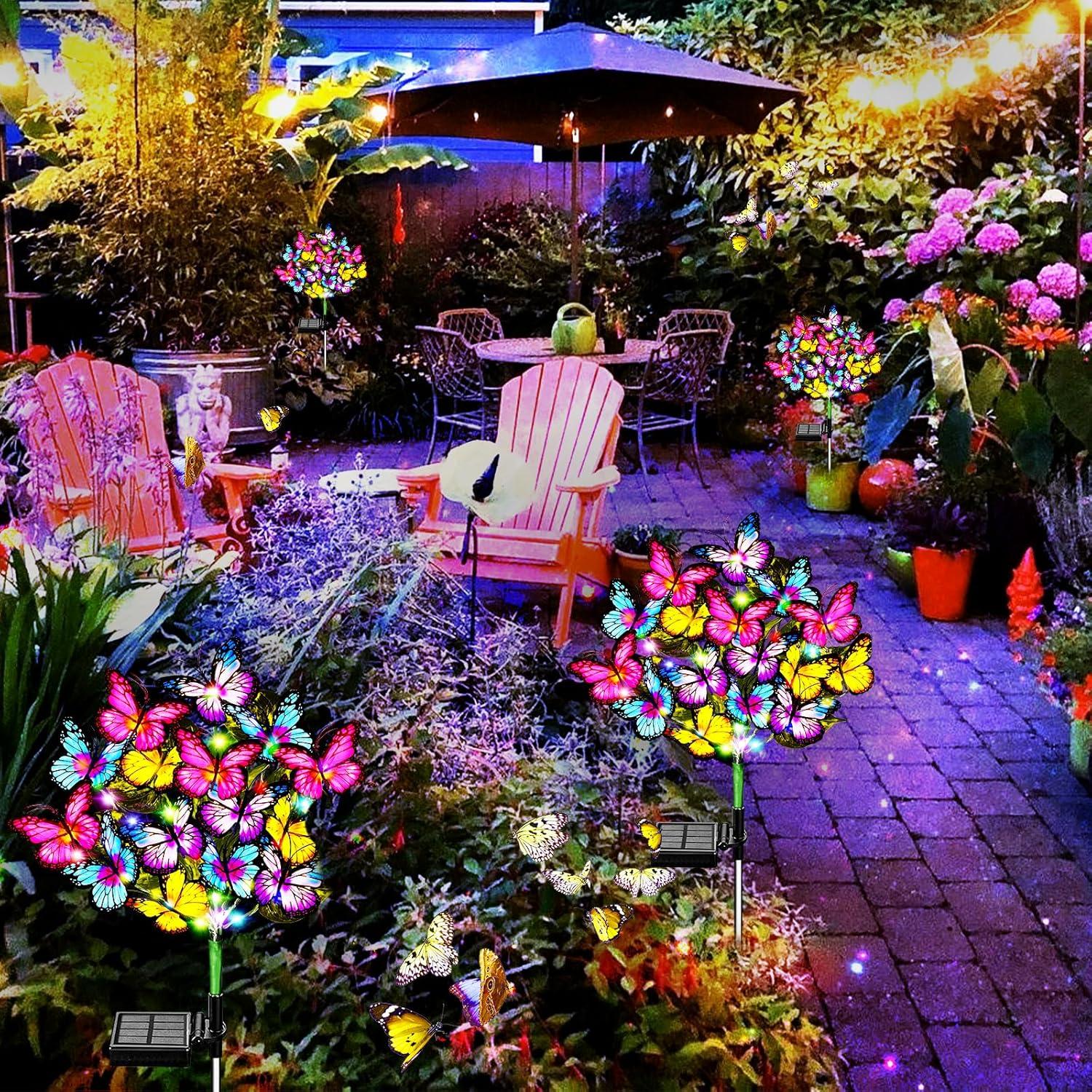 Luces Solares de Jardín WEITEXS 2 Paquete 72 LED Mariposas