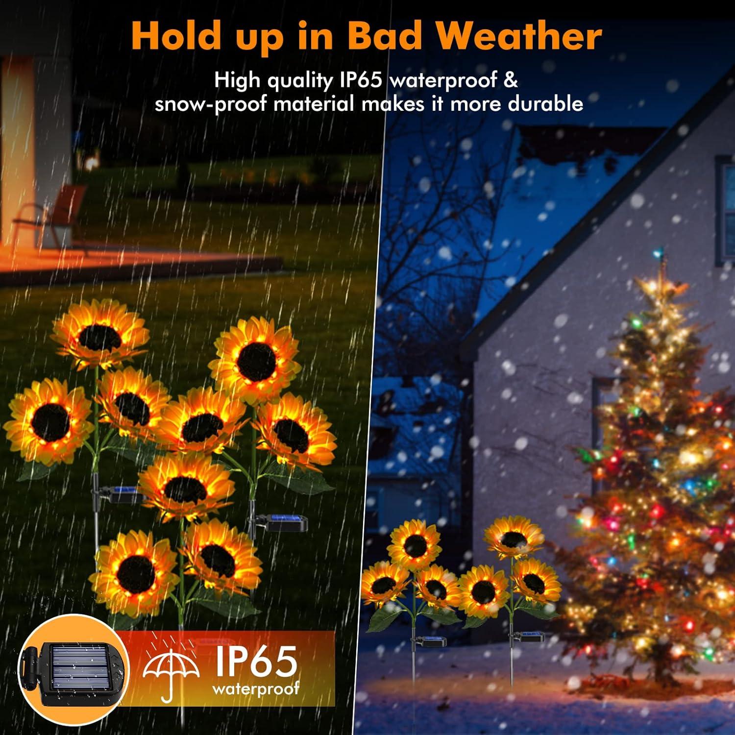 Luces Solares de Girasol Meagoo 800mAh para Jardín - 2 Piezas