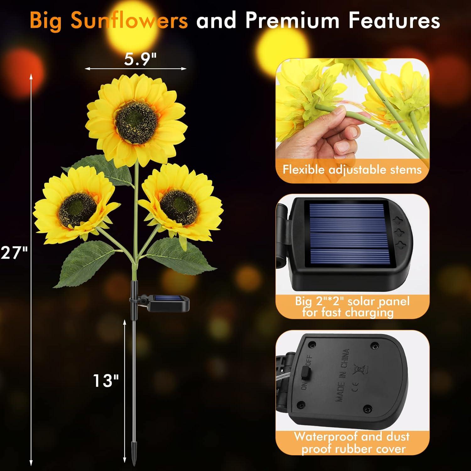 Luces Solares de Girasol Meagoo 800mAh para Jardín - 2 Piezas
