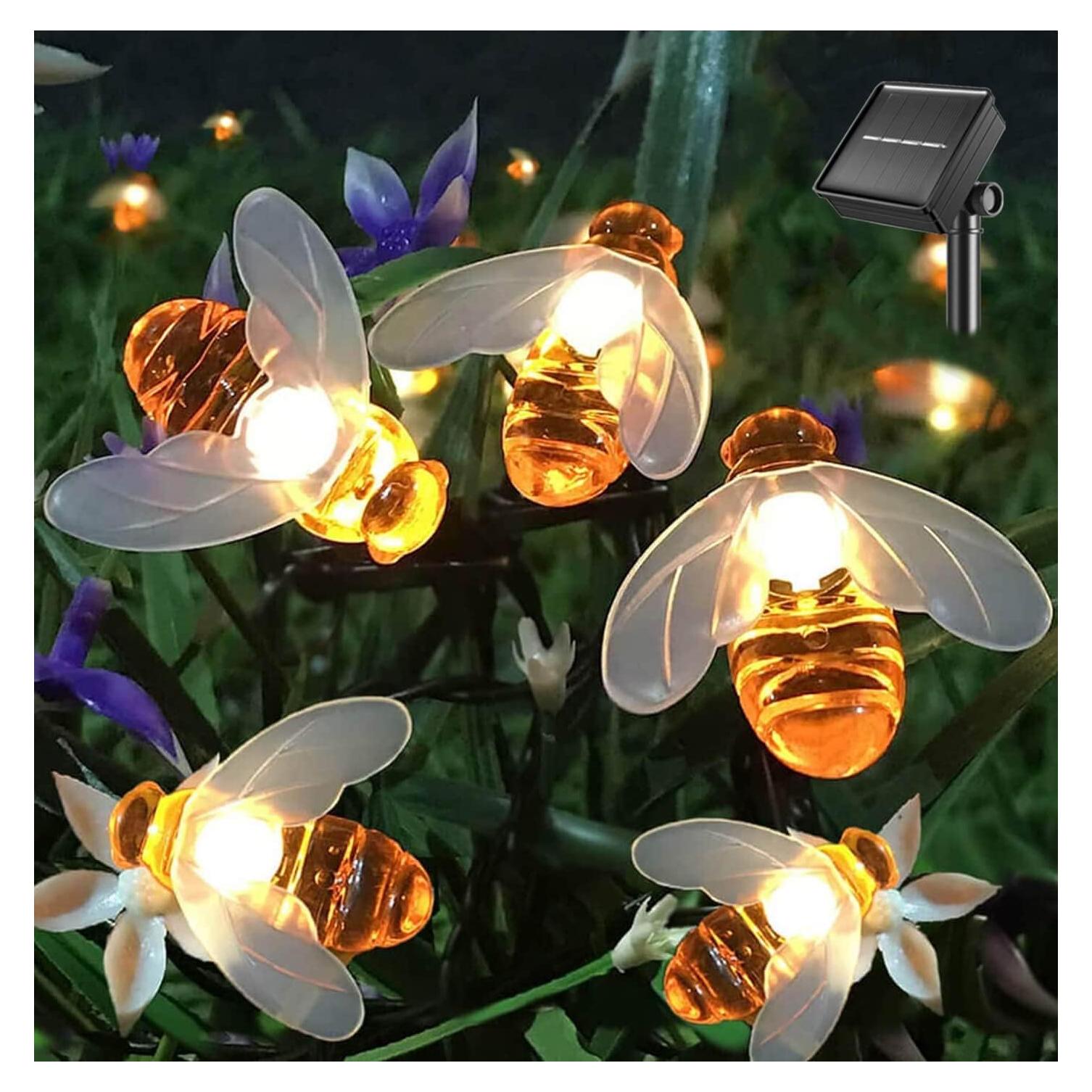 Luces de Cadena Solares Semilits 20LED Abejas para Jardín