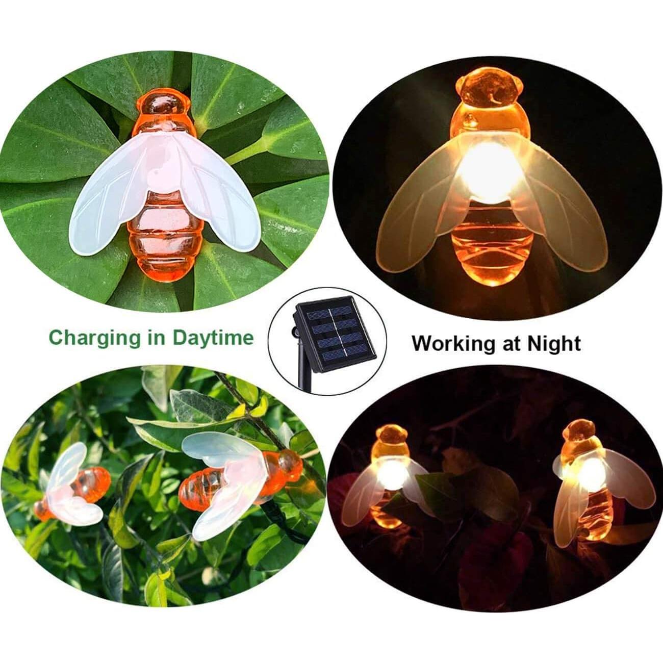 Luces de Cadena Solares Semilits 20LED Abejas para Jardín