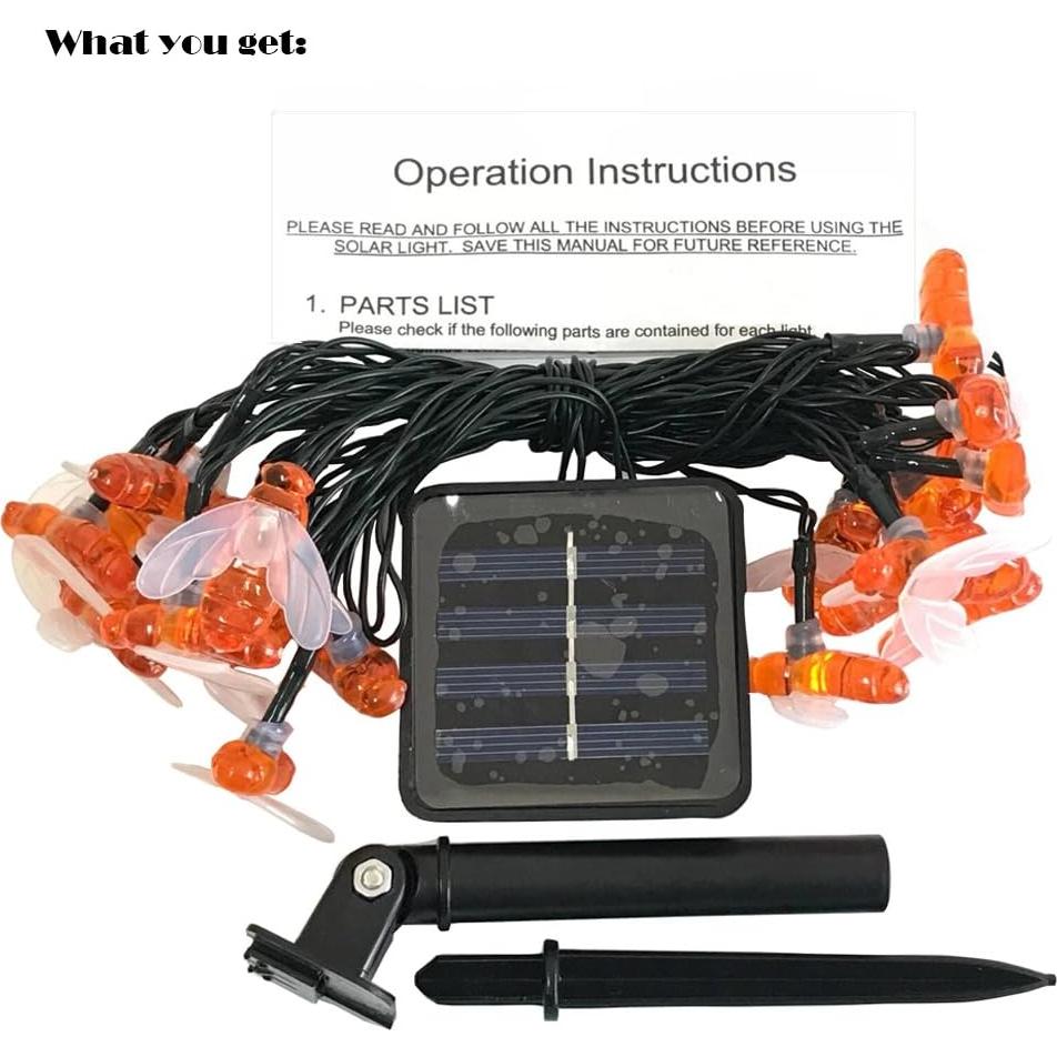 Luces de Cadena Solares Semilits 20LED Abejas para Jardín