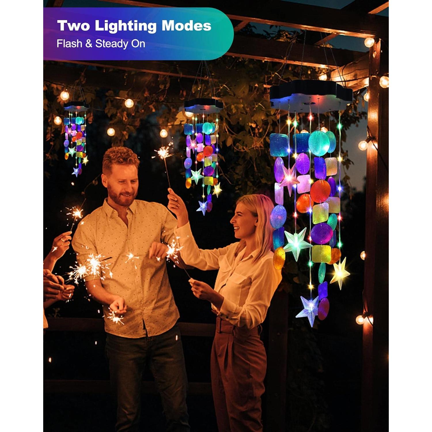 Luces Decorativas Solares Toodour con Campanas de Viento Multicolor