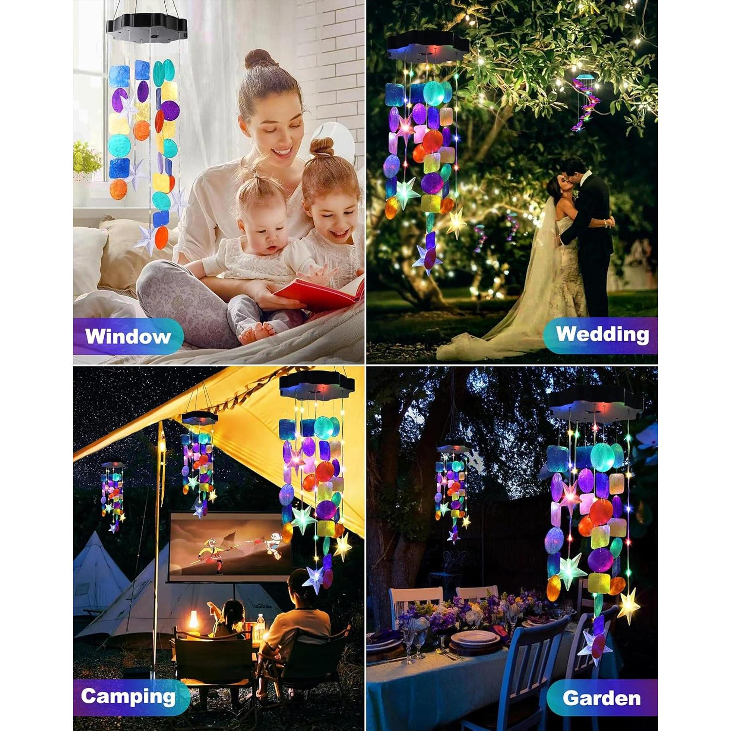 Luces Decorativas Solares Toodour con Campanas de Viento Multicolor