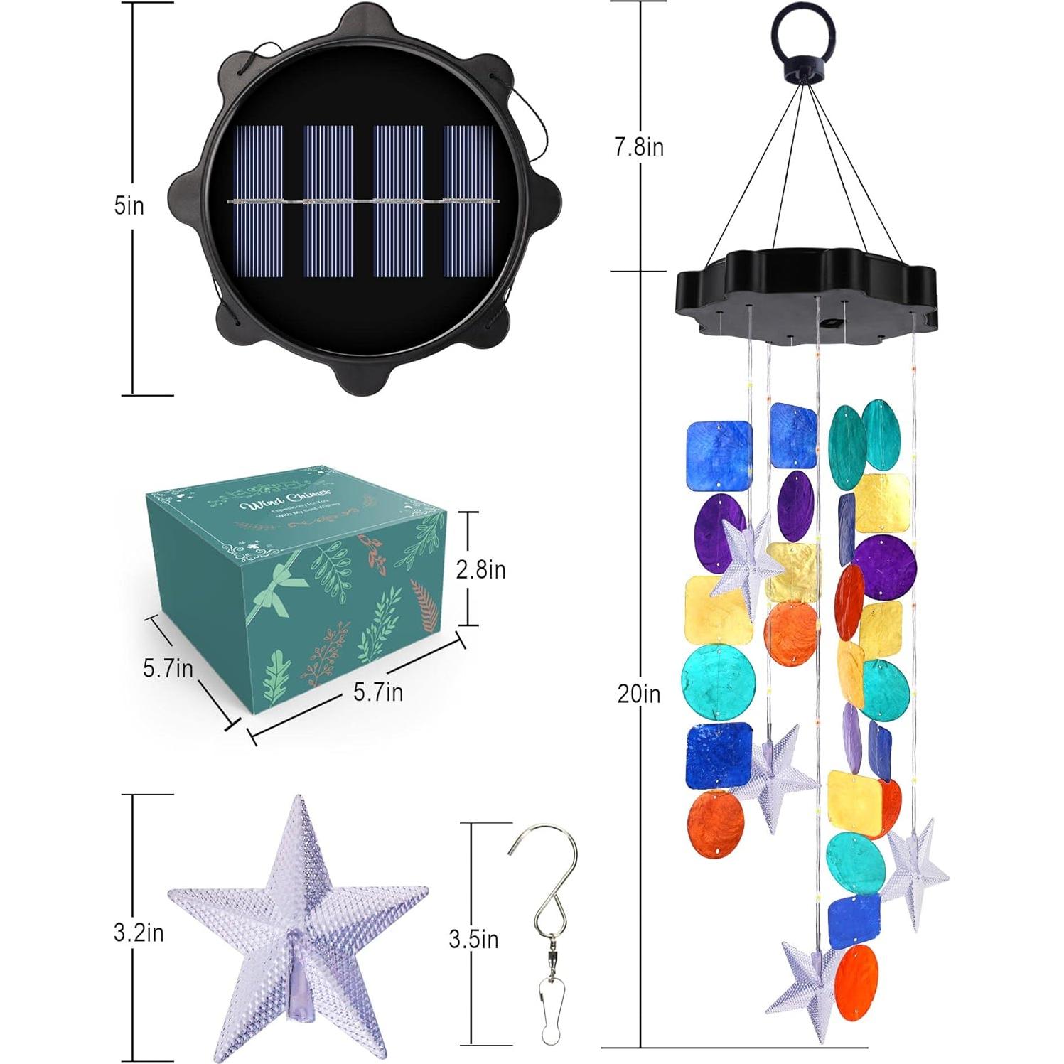 Luces Decorativas Solares Toodour con Campanas de Viento Multicolor