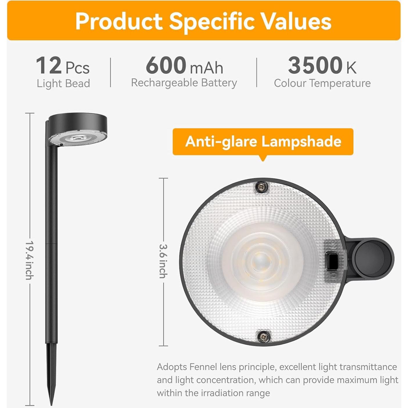 Luces Solares para Senderos Ahaorigin, Paquete de 8, 12 LED, IP65