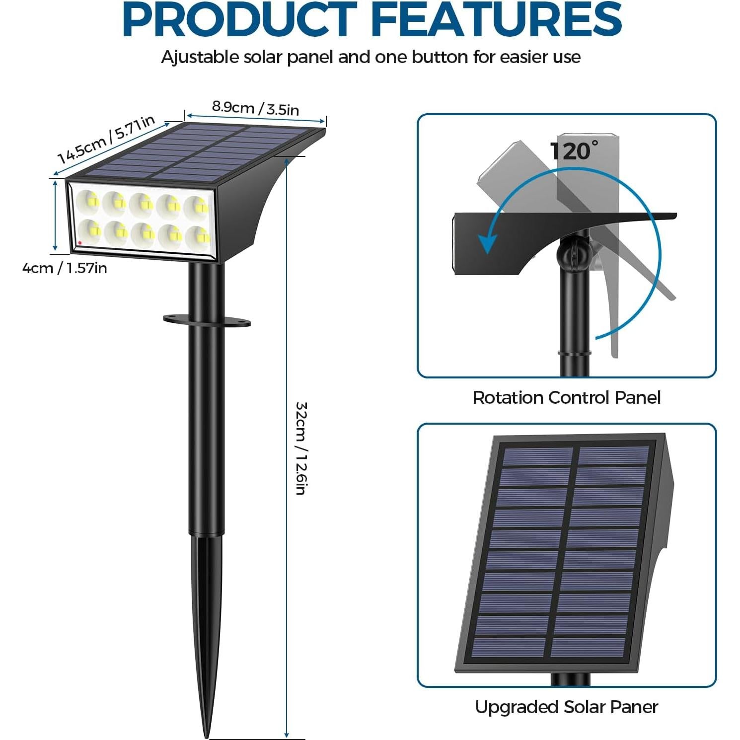 Luces Solares Exteriores WENATY 12 Paquete 4 Modos IP65