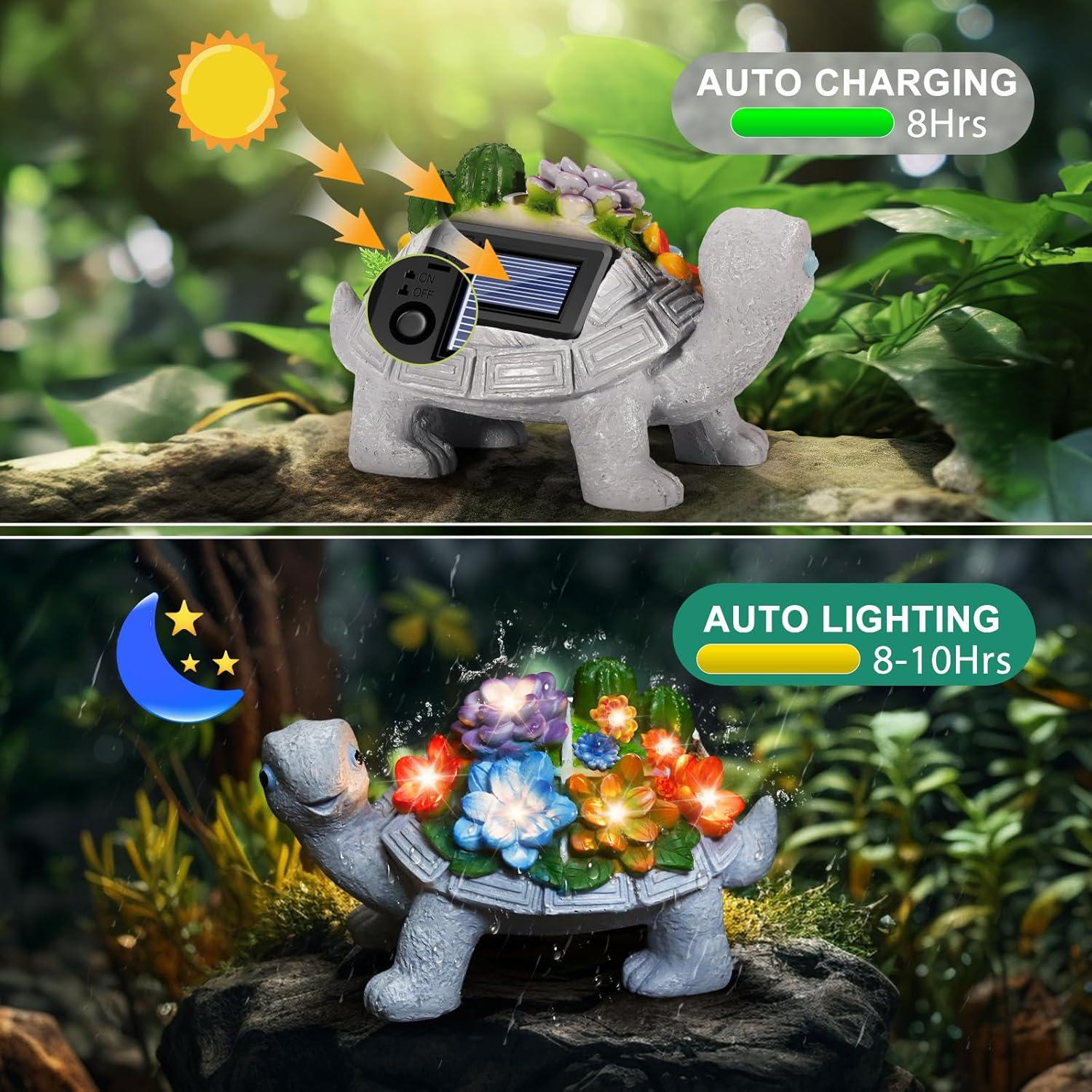 Estatua de Tortuga Solar Linkax para Jardín 19.1cm