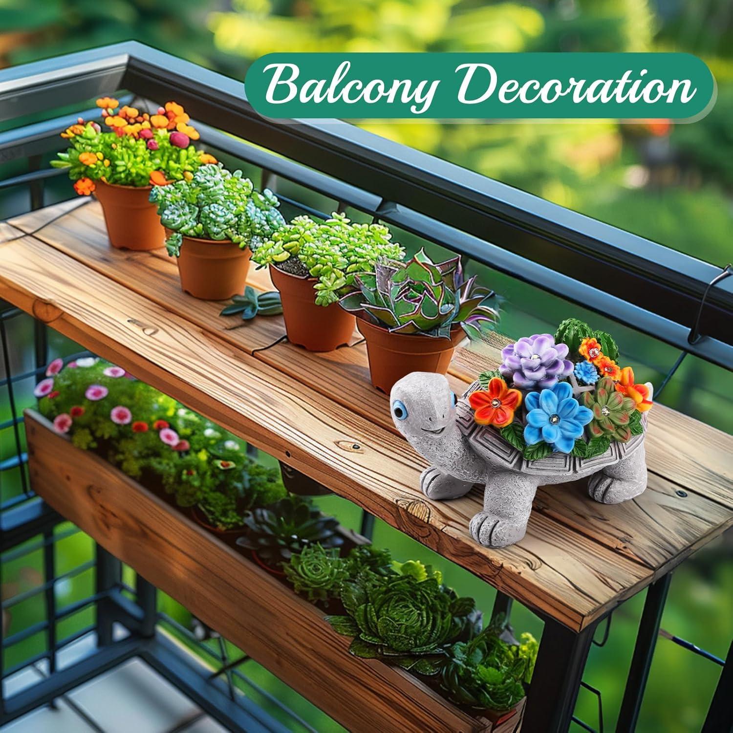 Estatua de Tortuga Solar Linkax para Jardín 19.1cm