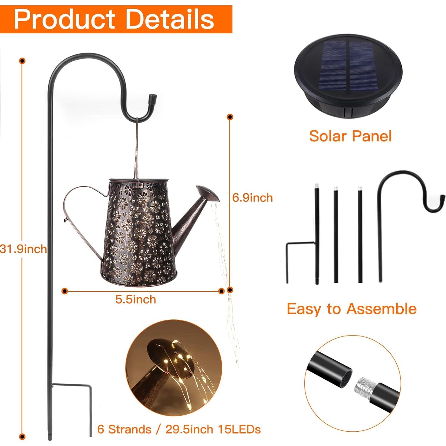 Regadera Solar Afootry con Luces LED para Jardín 90 LEDs