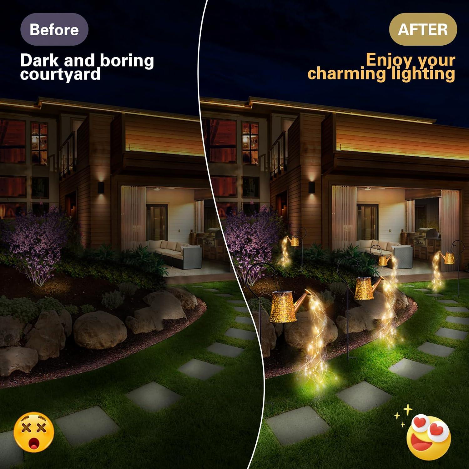 Lámpara Solar de Jardín KJ023, Metal Impermeable IP65, 27.9x17.8cm