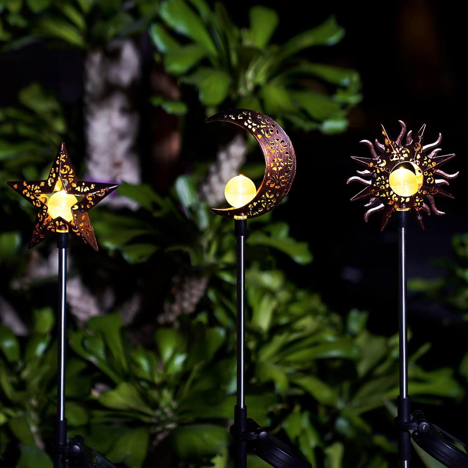 Luces Solares Decorativas Tryme para Jardín - Estaca Luna y Estrella