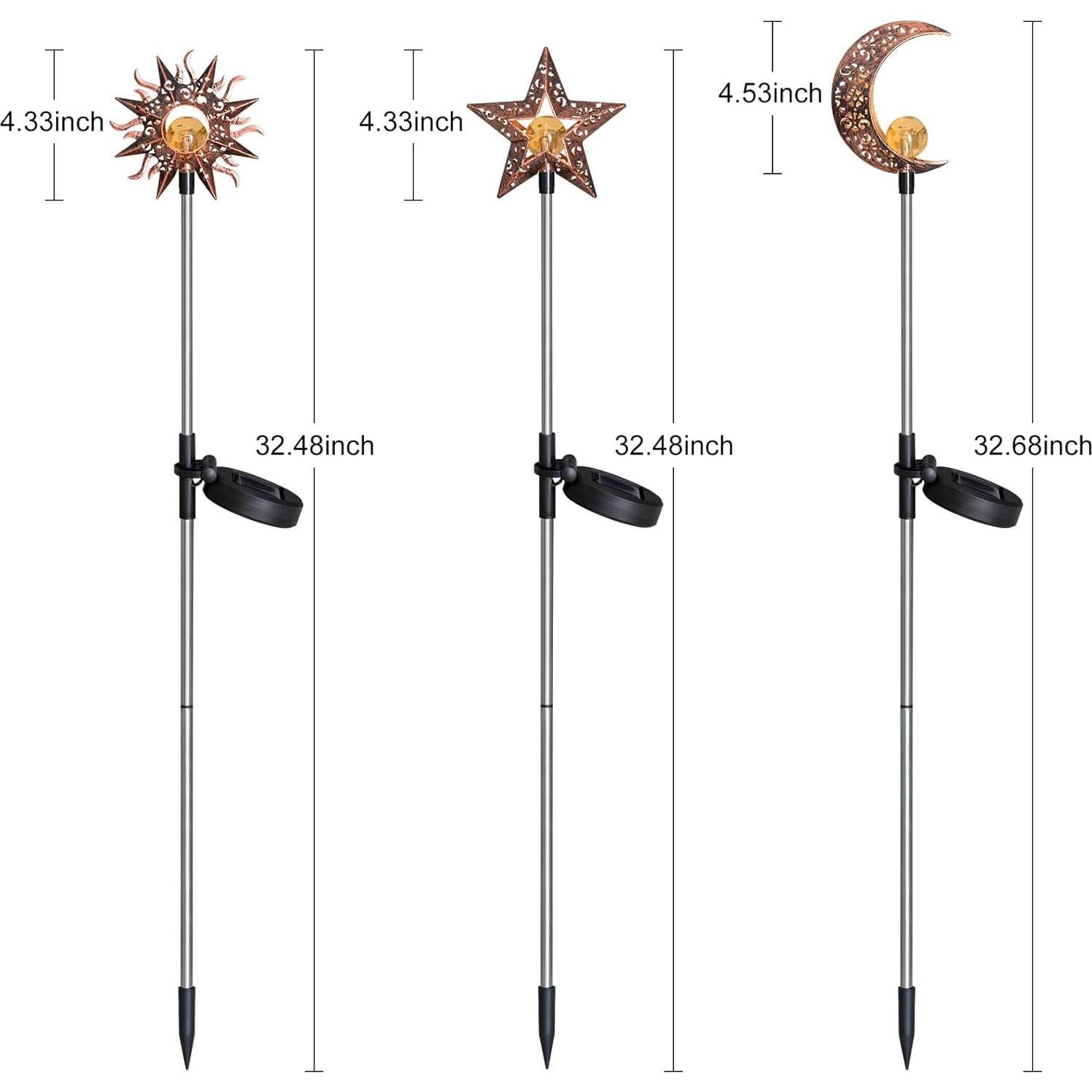 Luces Solares Decorativas Tryme para Jardín - Estaca Luna y Estrella