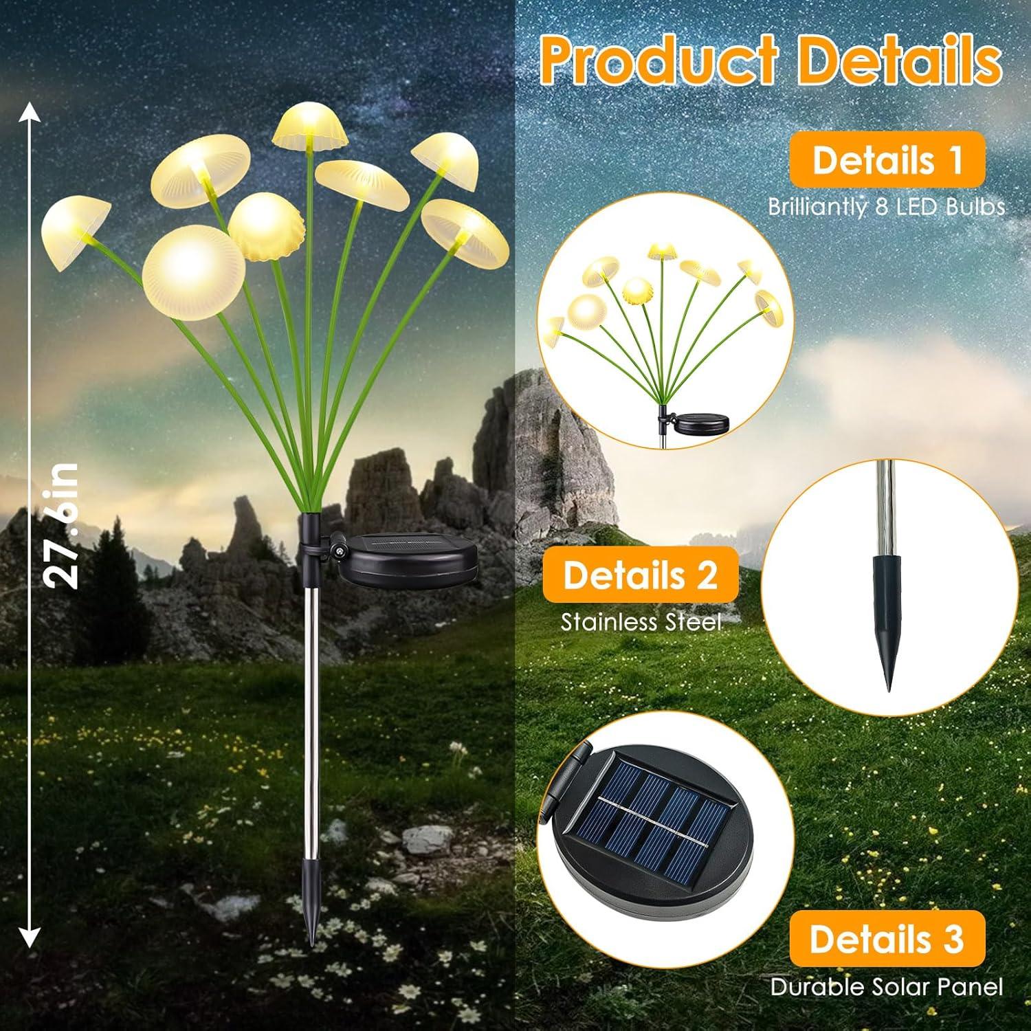 Luces de Jardín Solares Yuhuayang 4PK 8 LED IP65 Blanco Cálido