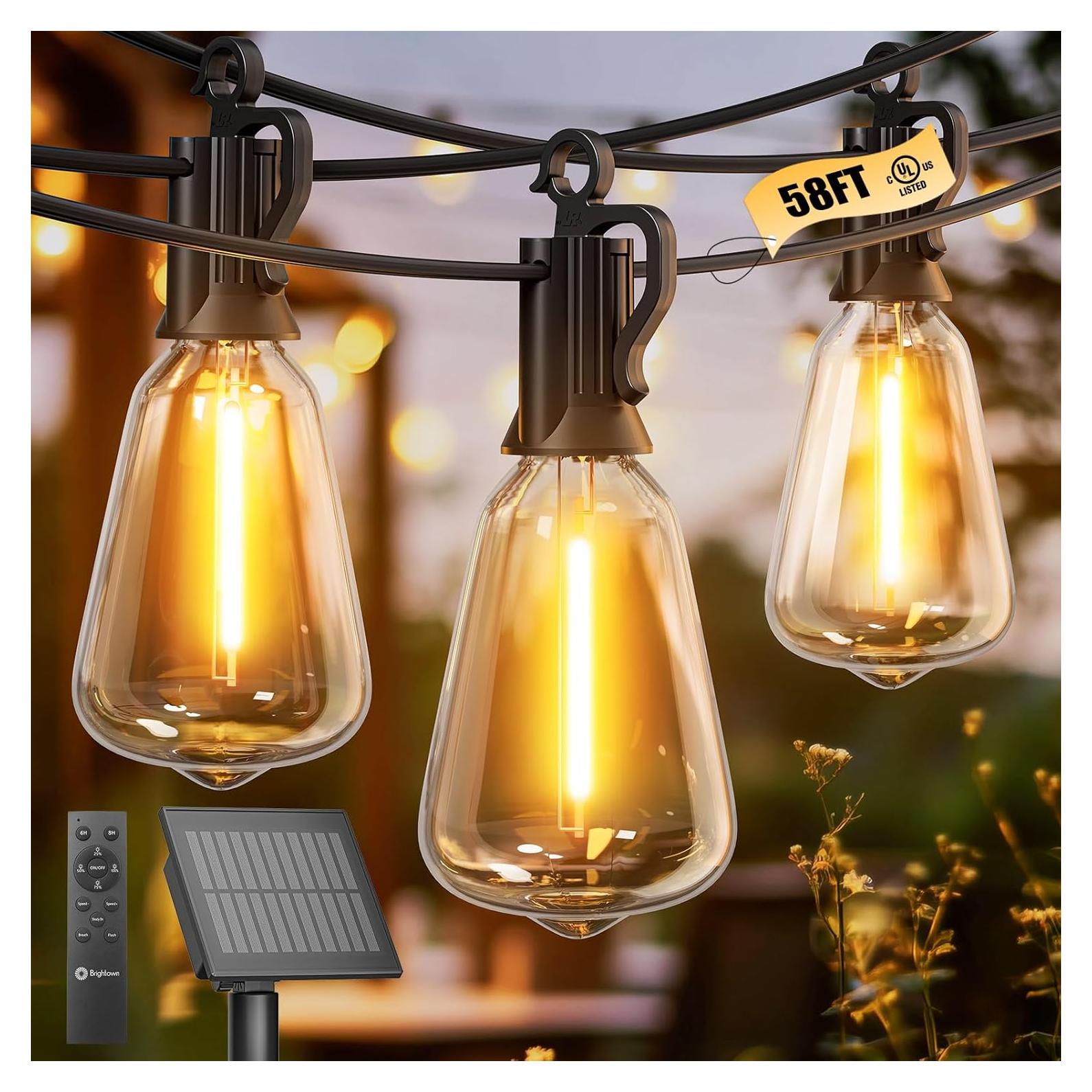 Luces de Cadena Solares Brightown 17.7m LED Irrompibles con Control Remoto