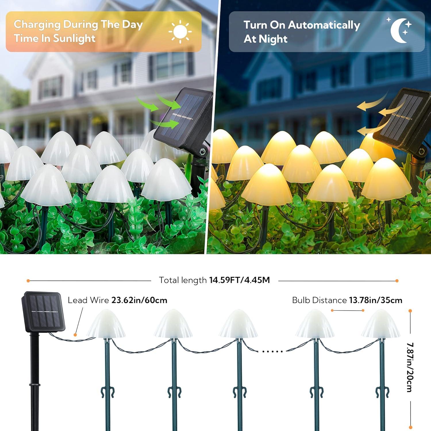 Luces de Jardín Solar Linhai Qixiang 12 LED 4.4m Blanco Cálido