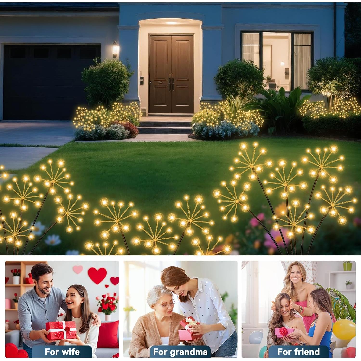 Luces de Jardín Solares Slyuexu 2 Paquete Impermeables 120 LED