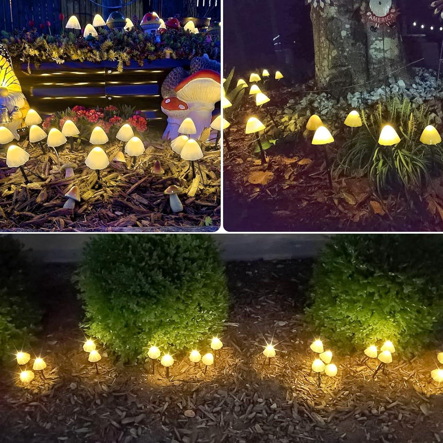 Luces de Jardín Solar OZS 2PK 32LED 16.76m Hongo Blanco Cálido