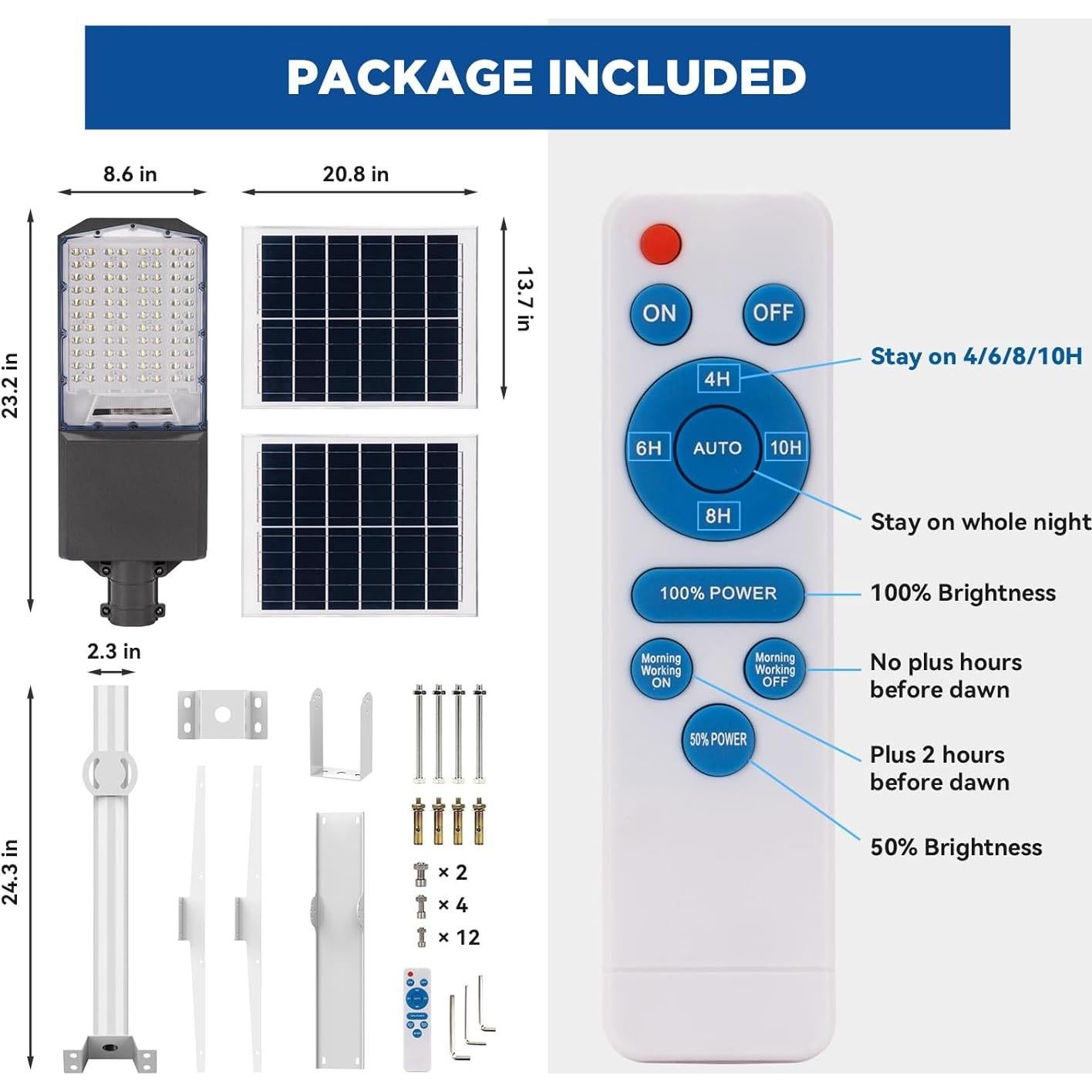 Luz Solar de Calle LANGY 5000W 2PACK IP67 500000LM