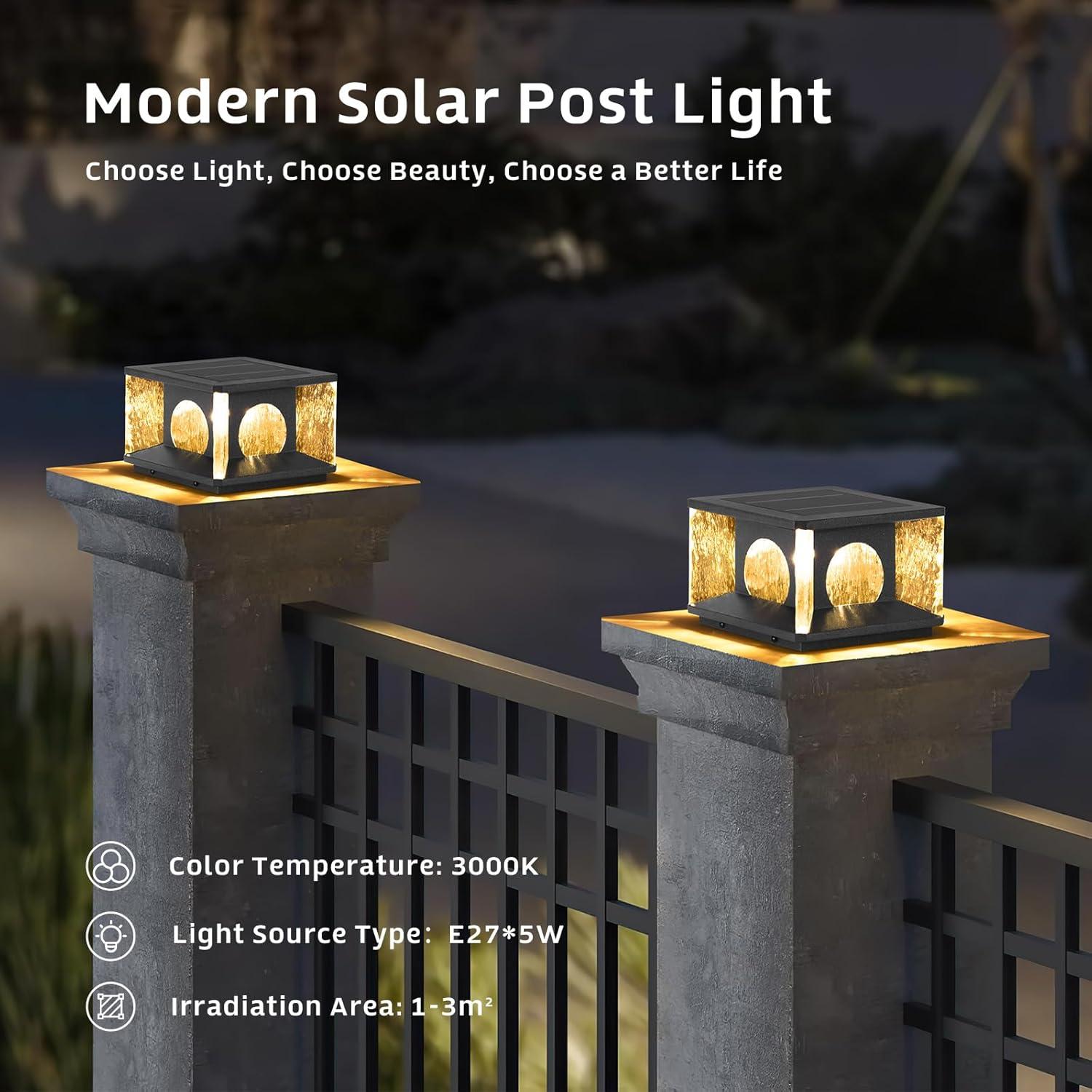Lámpara de Poste Solar PAKEDANDUN 20cm LED 3000K IP65