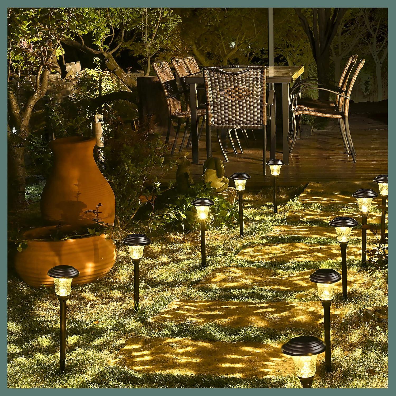 Luces Solares GIGALUMI Paquete de 8 LED Impermeables 3500K